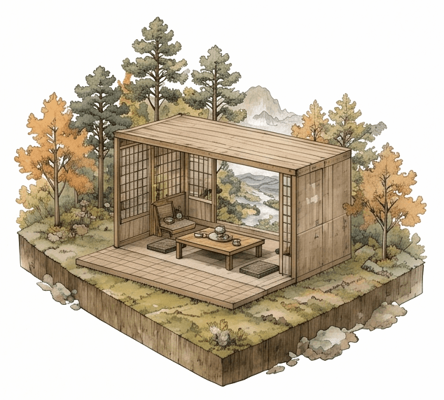 Isometric tea house